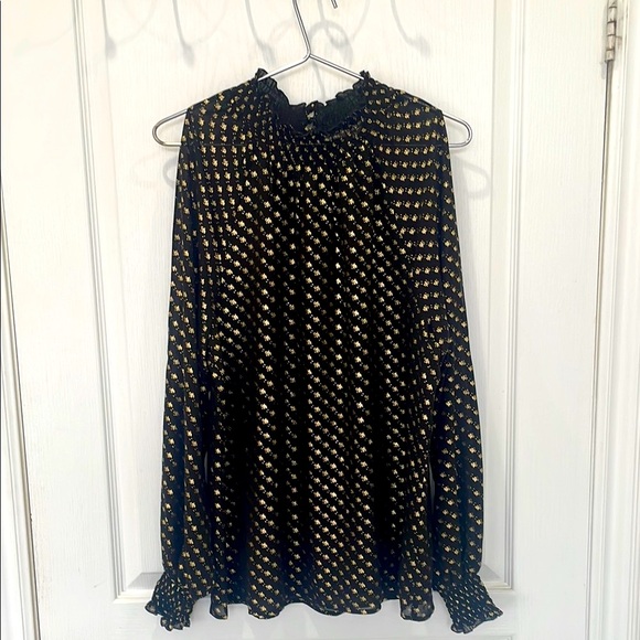 Elegant Black & Gold Print Top - ROSE + OLIVE - Size Large - Picture 3 of 16